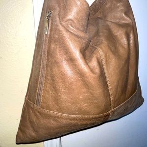 Vintage HOBO Brand Leather Tote. Tan/Stone Color